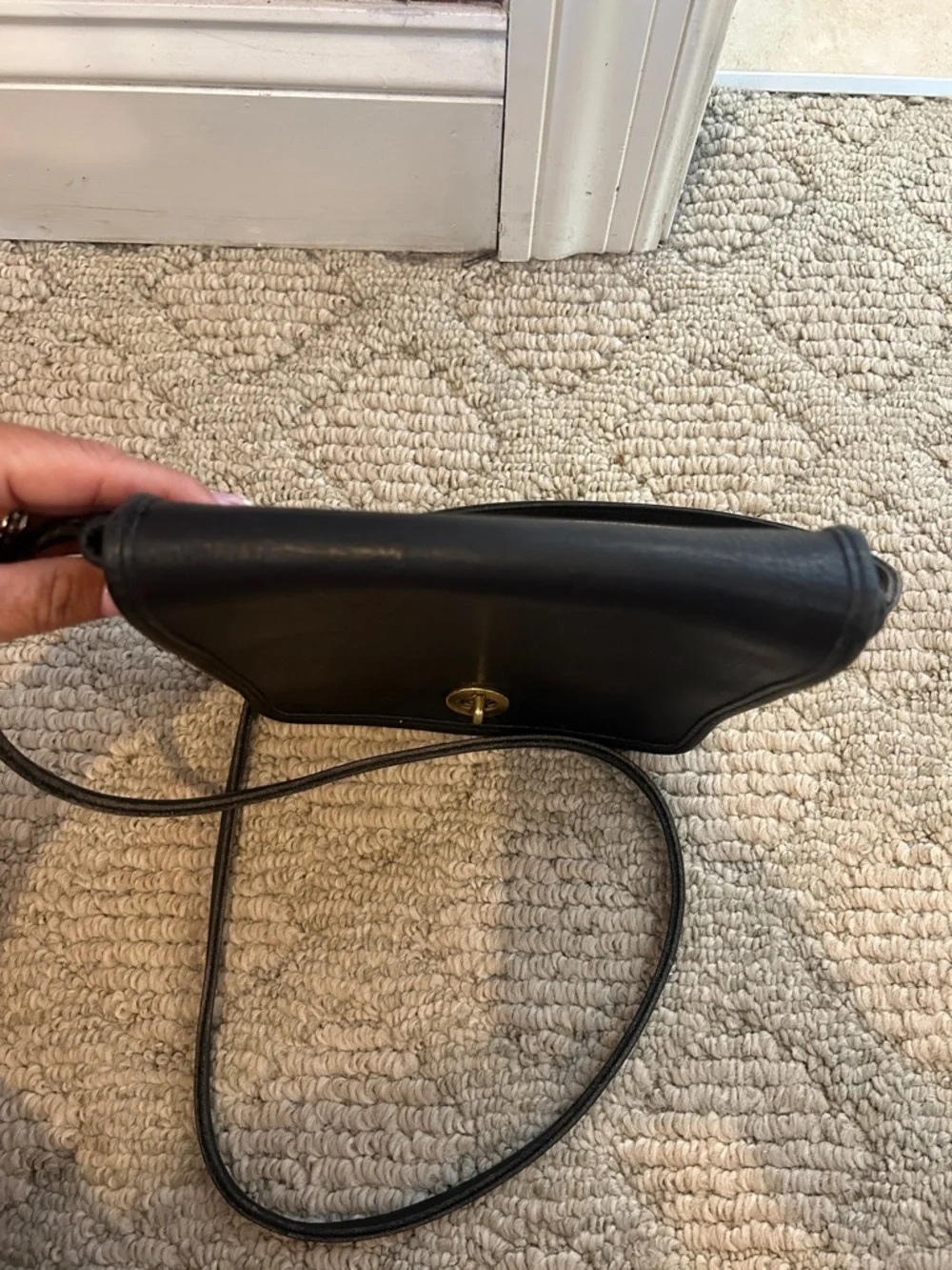 Coach- Vintage Black Leather Crossbody Bag with Turn-Lock Closure - Picture 10 of 13